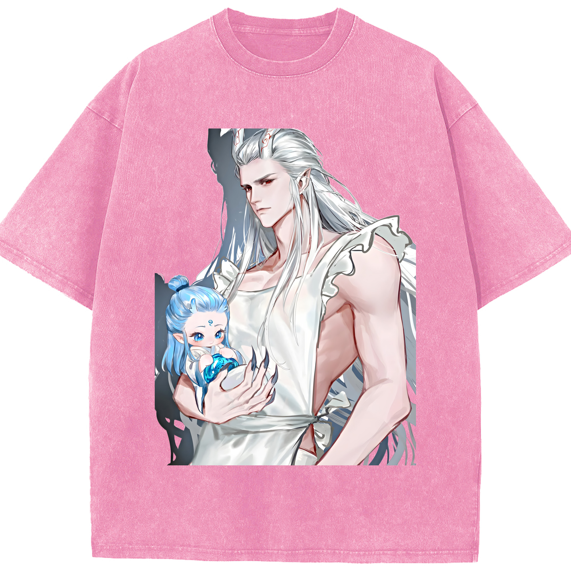 （画像用） Ne Zha 2 ナタ 魔童の大暴れ 綿100% ヴィンテージ風 半袖Tシャツ（フロントプリント）